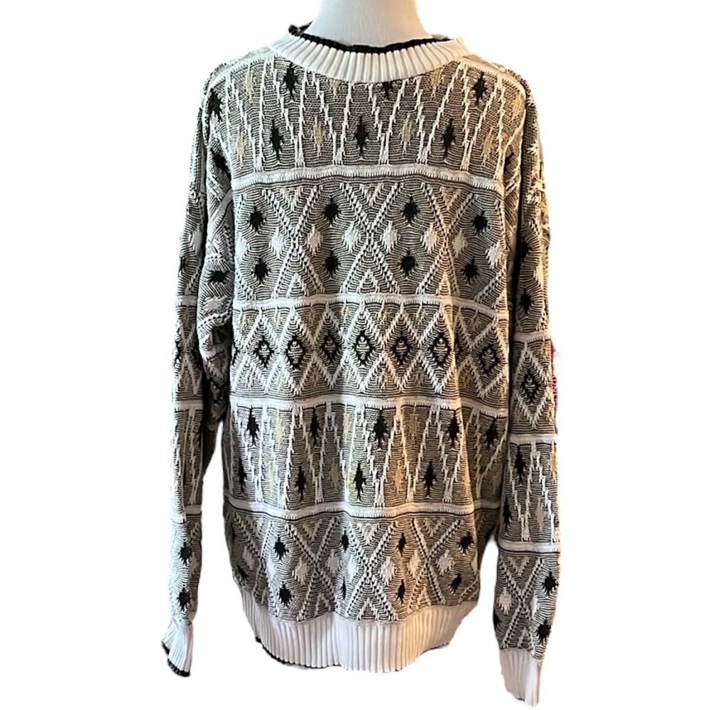 VINTAGE PRIVATE CLUB GEOMETRIC PATTERN KNIT SWEATER MULTICOLOR SIZE MEDIUM